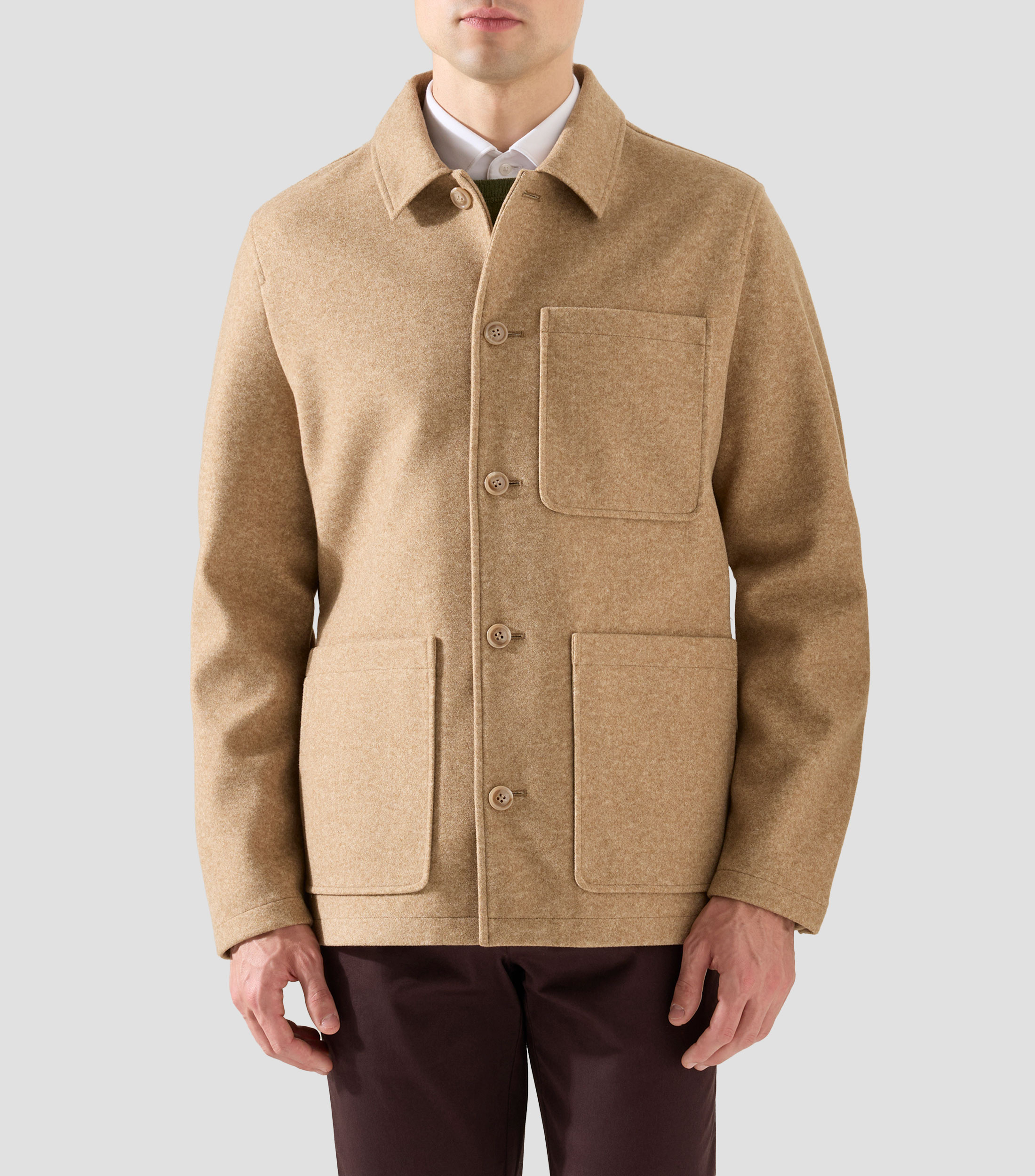 Sobrecamisa lisa manga larga Hombre